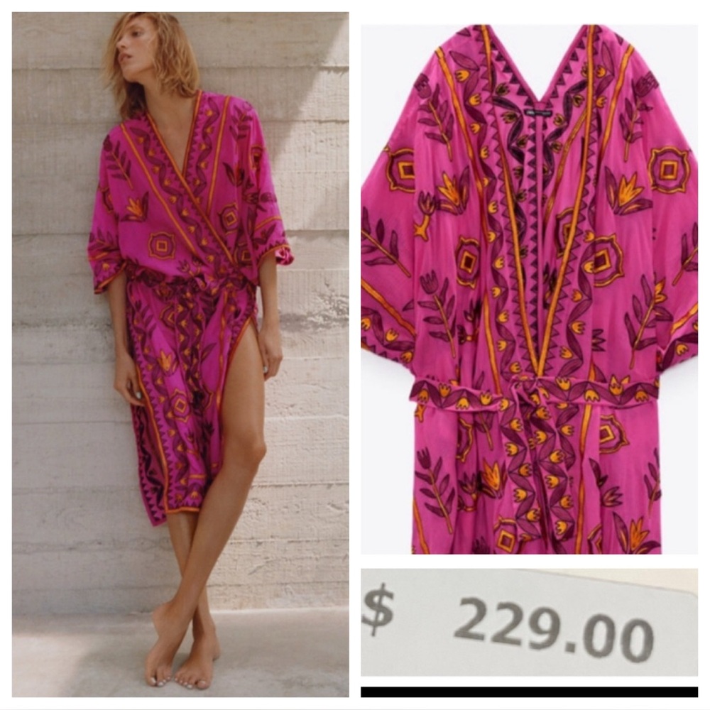 NWT! Zara EMBROIDERED KIMONO